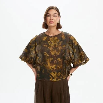 Wide Sleeve Sheer Top | Vintage Floral