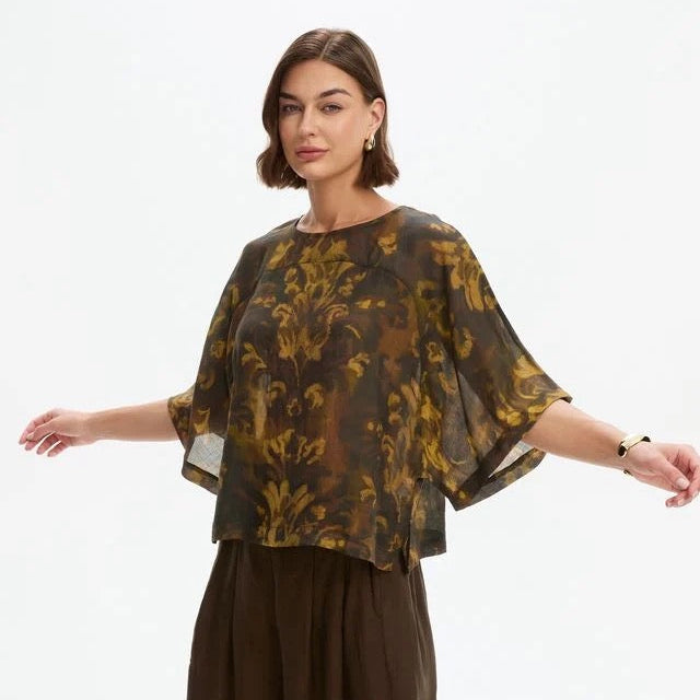 Wide Sleeve Sheer Top | Vintage Floral