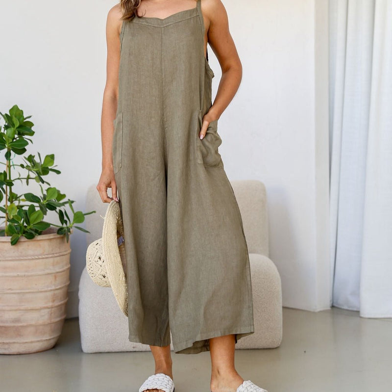 Linen Jumpsuit | Gelsa | Slate | OS