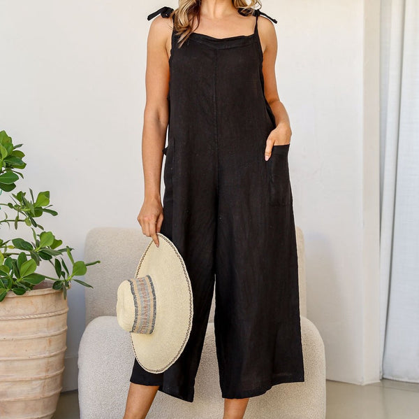 Linen Jumpsuit | Gelsa | Black | OS