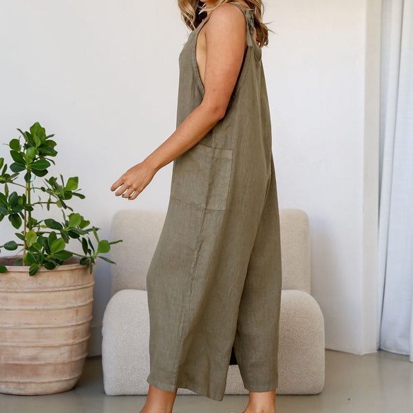 Linen Jumpsuit | Gelsa | Slate | OS