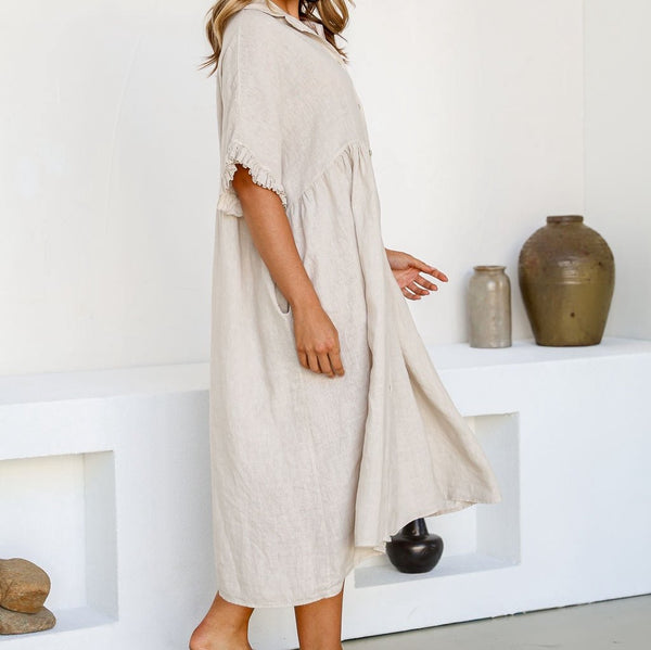 Linen Dress | Peona | Sand | OS