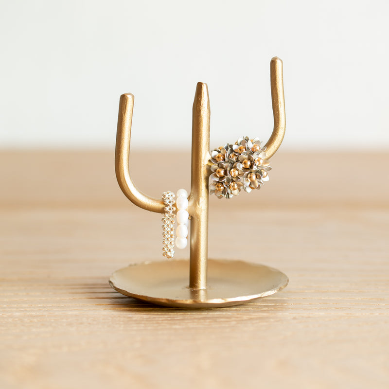 Hand Forged Jewellery Stand | Matte Brass | Short