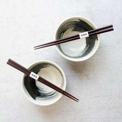 Japanese Ceramics | White with Black Brushstroke  | 2 Bowl Set