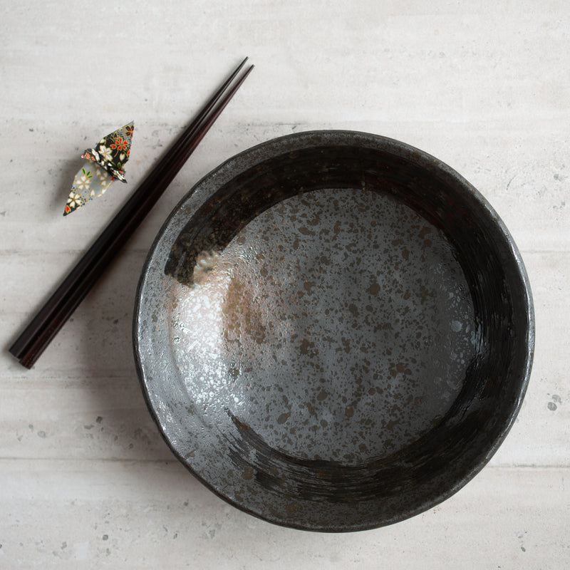 Japanese Ceramics | Black Brushstroke Shallow Bowl