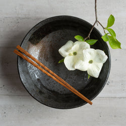 Japanese Ceramics | Black Brushstroke Shallow Bowl