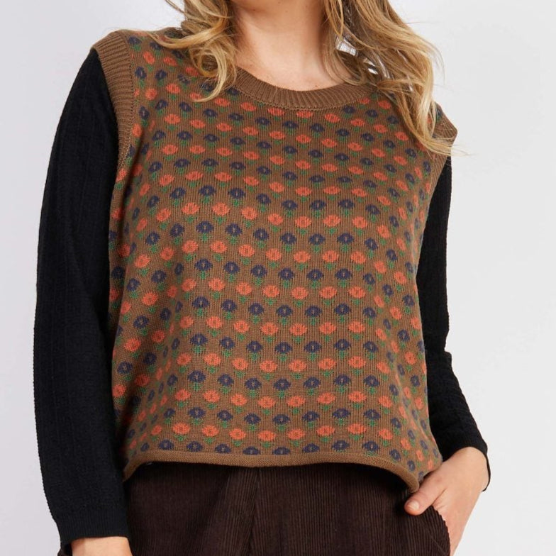 Flower Vest | Dark Khaki