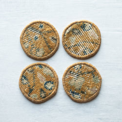 Kilim Coasters | Set 4 | Small | Mustard Floral