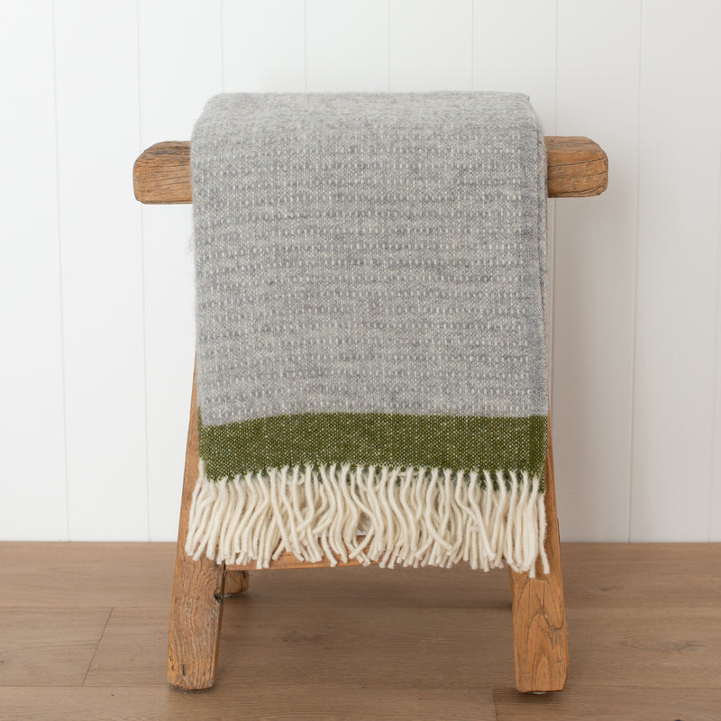 Klippan NZ Wool Blanket | Hampus [Grey / Avocado]