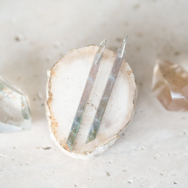 Natural Stone Earrings | Labradorite Drop