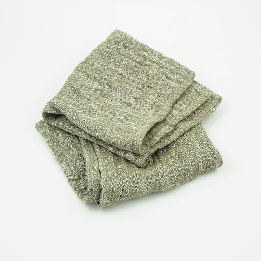 Linen + Cotton Face Washer | Moss