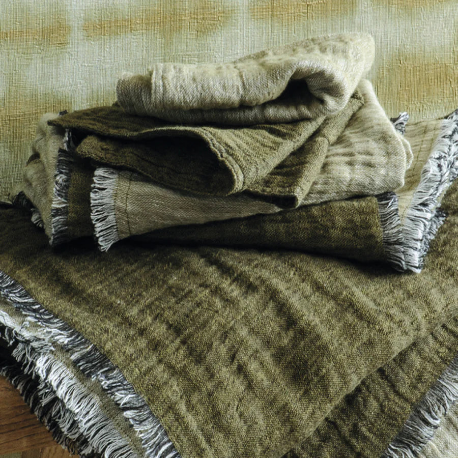 Linen + Cotton Face Washer | Deep Moss