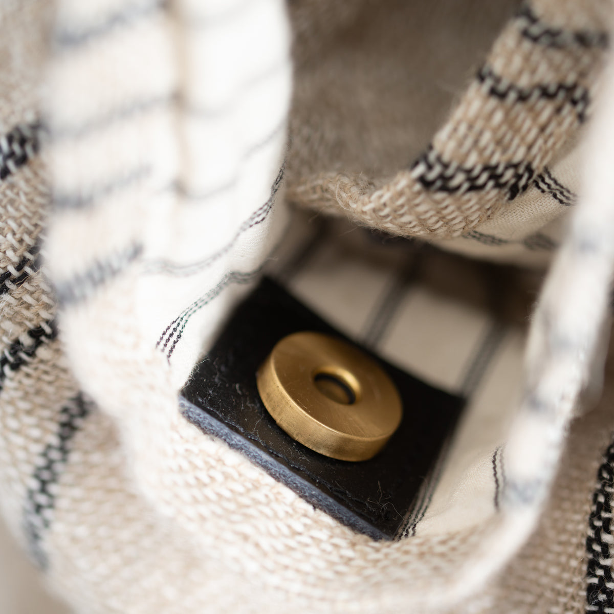 Linen + Leather Stripe Bag | Natural