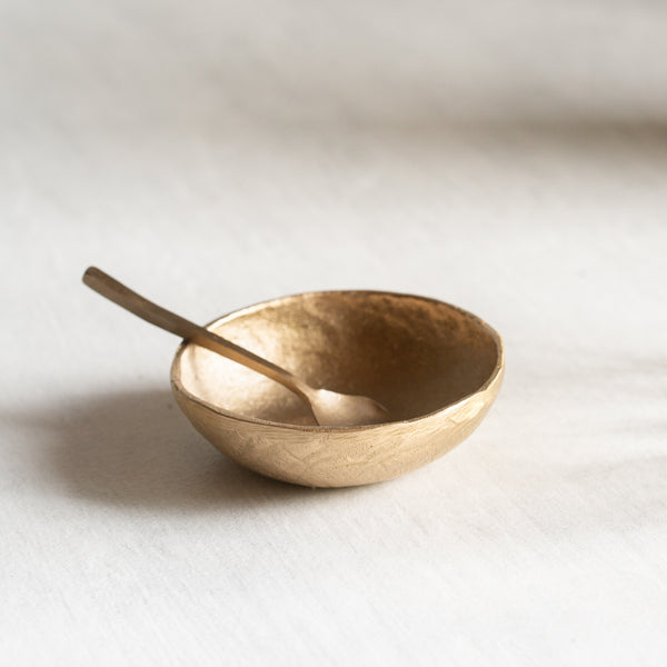Hand Forged Salt Spoon | Antique Brass Finish | 8cm