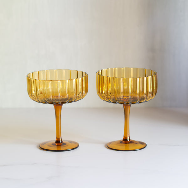 Lucille Coupe Glass | Set/2 | Amber