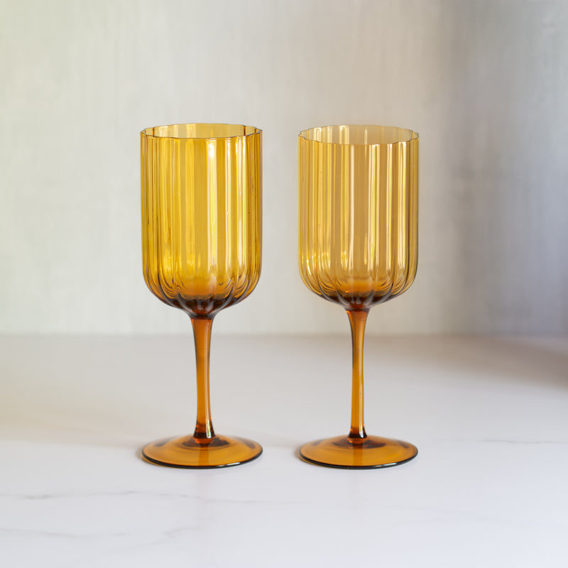 Lucille Wine Glass  | Set/2 | Amber