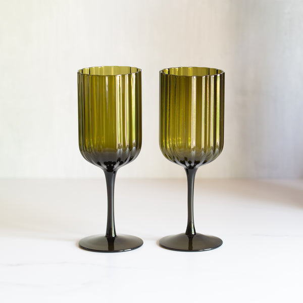 Lucille Wine Glass  | Set/2 | Olive