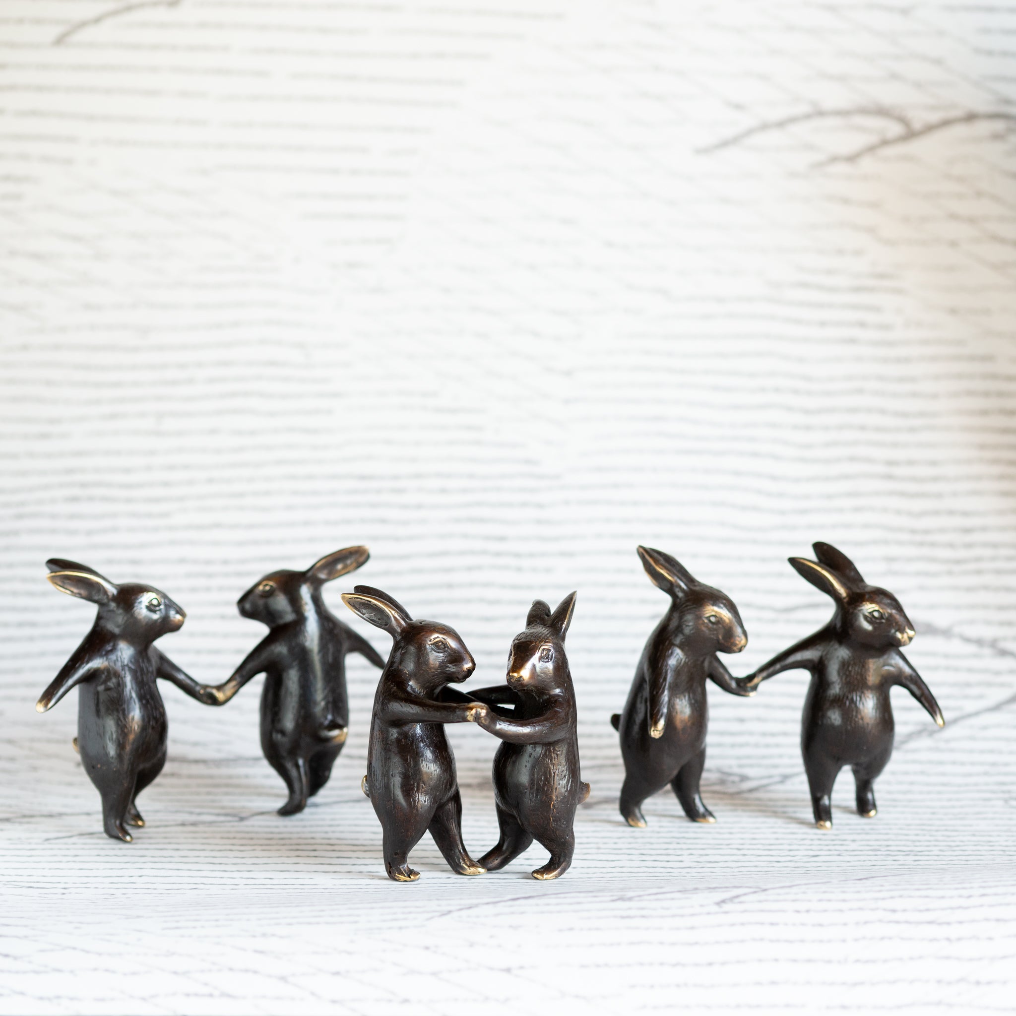 Mini Bronze Dancing Rabbits