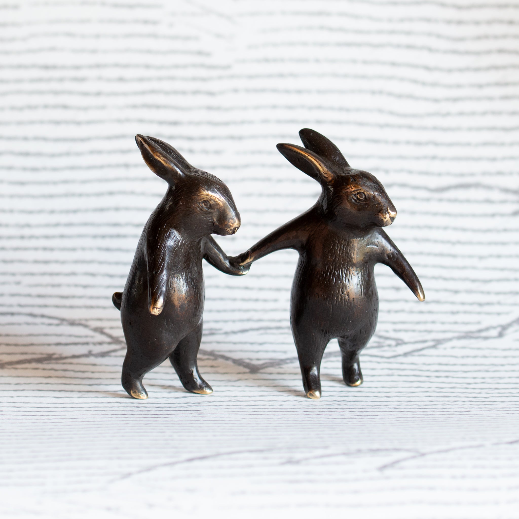 Mini Bronze Walking Rabbits