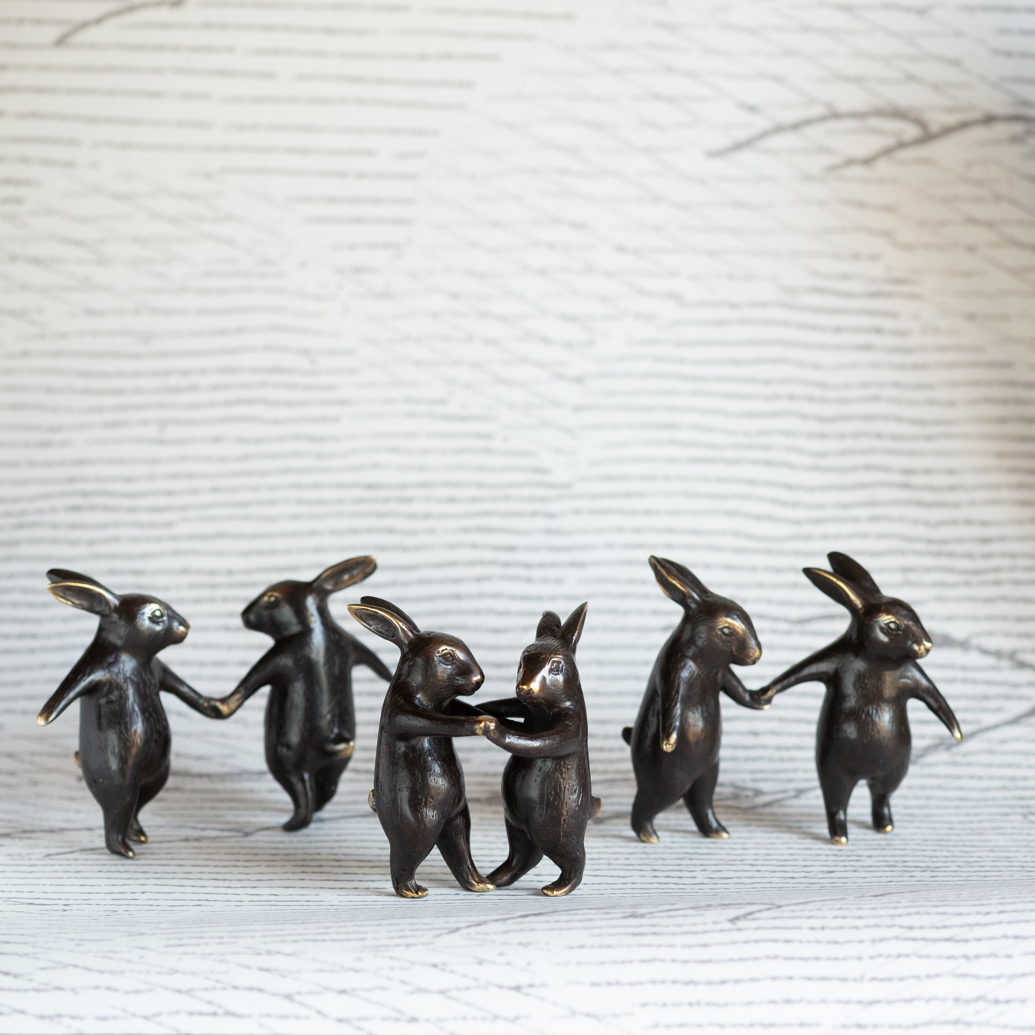 Mini Bronze Walking Rabbits