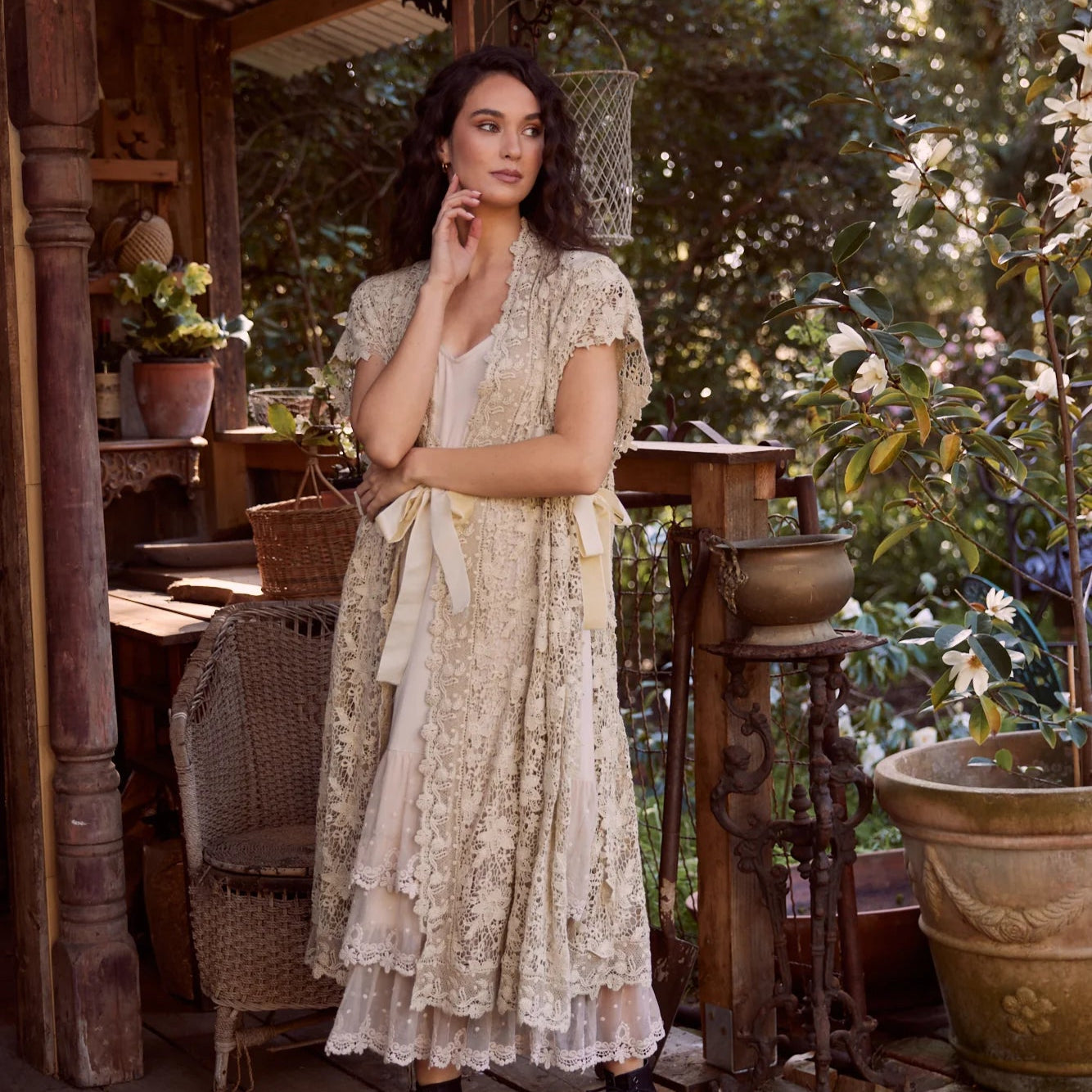 Empress Lace Duster | Stone