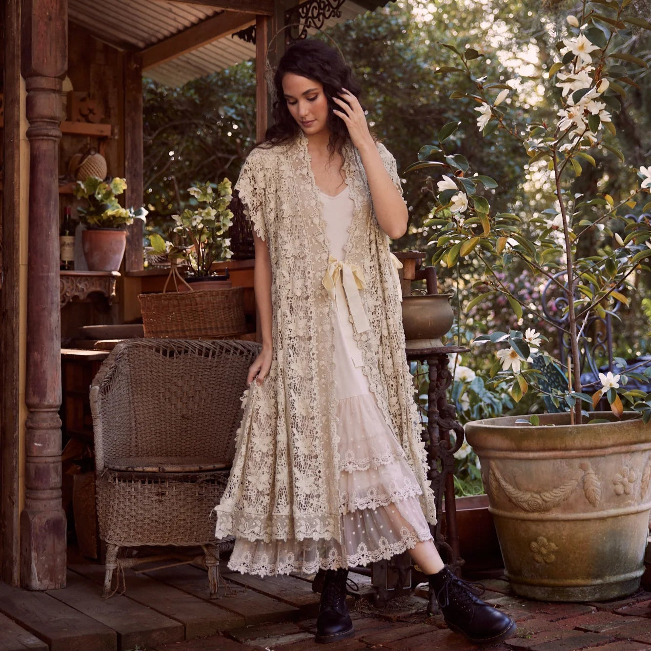 Empress Lace Duster | Stone