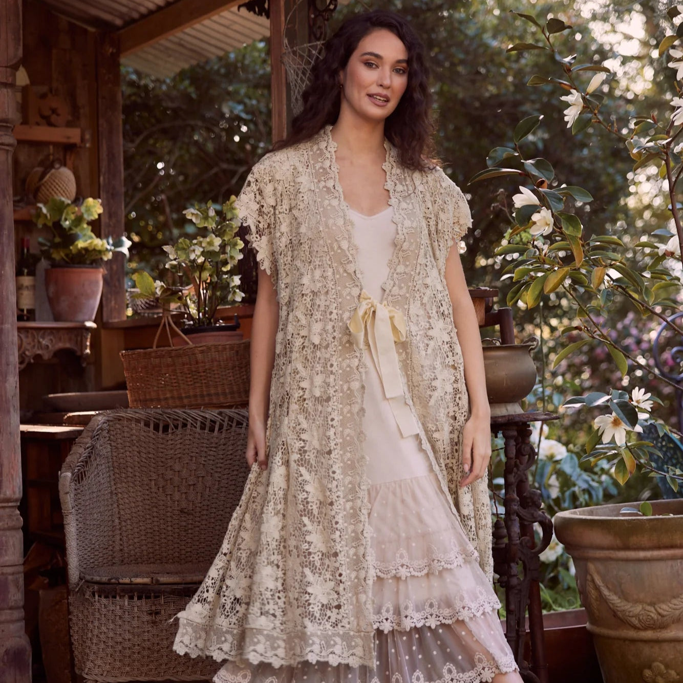 Empress Lace Duster | Stone