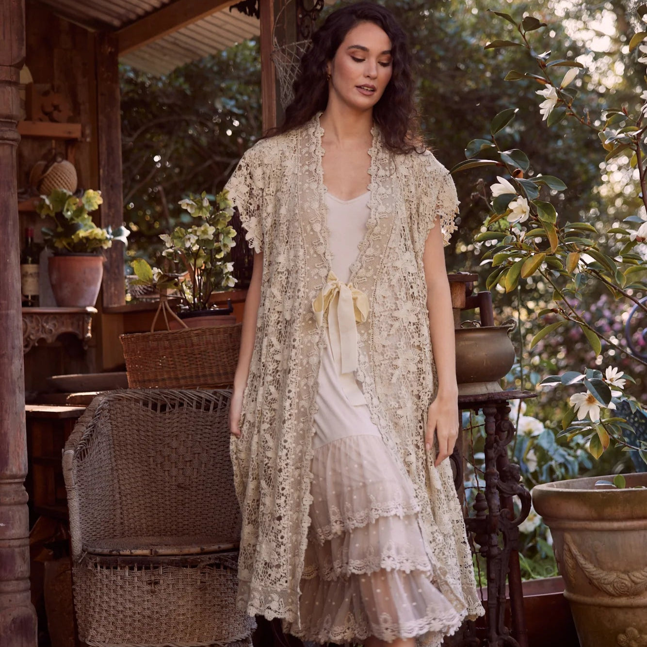 Empress Lace Duster | Stone