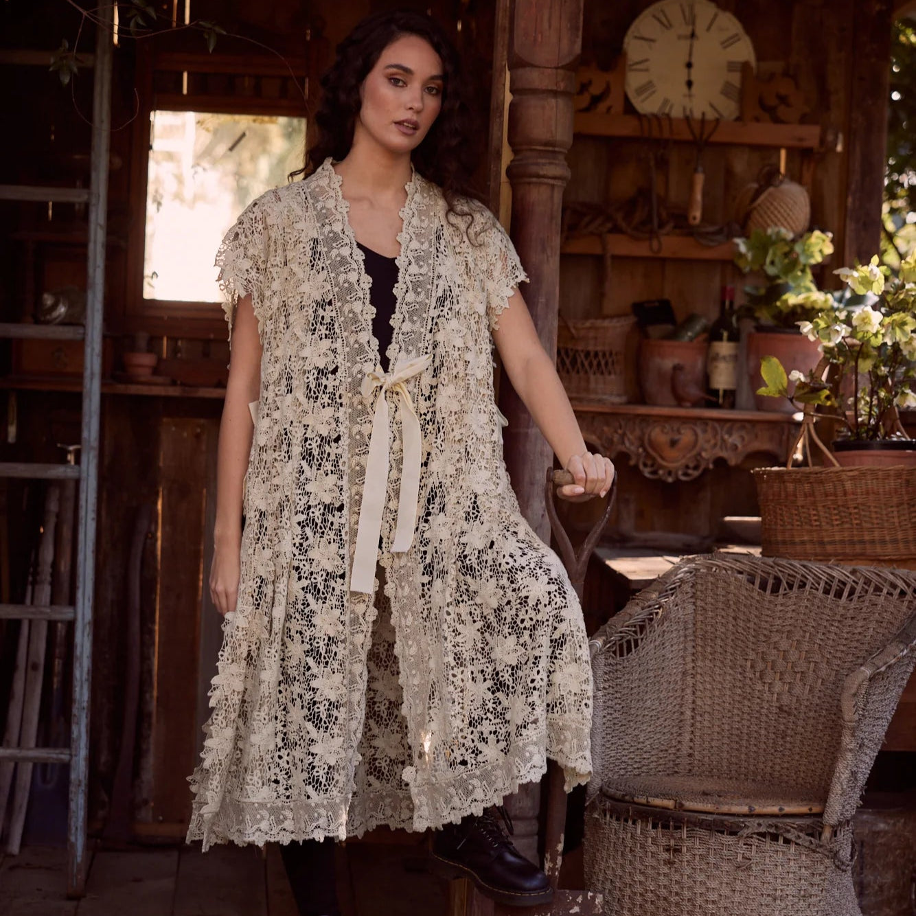 Empress Lace Duster | Stone
