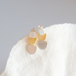 vS Earrings | Mixed Shape Studs  | Solid Sterling Silver + Gold Vermeil