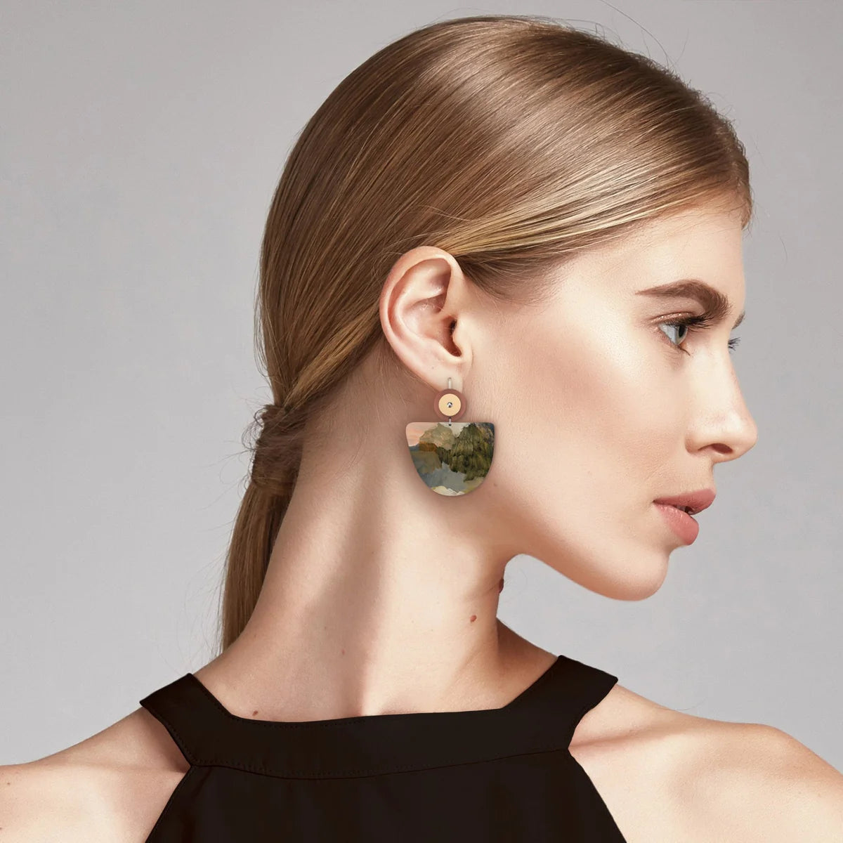 Organic Bell Circle Drop Earrings
