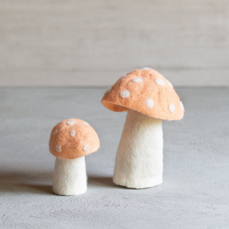 Muskhane Felt Mushrooms Set of 2 | Dotty | Apricot