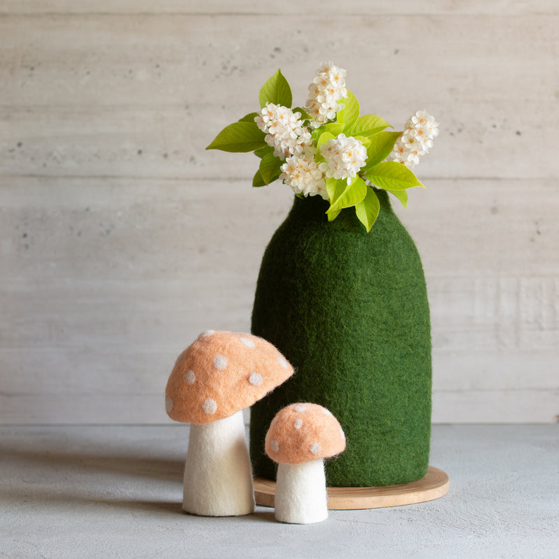 Muskhane Felt Mushrooms Set of 2 | Dotty | Apricot