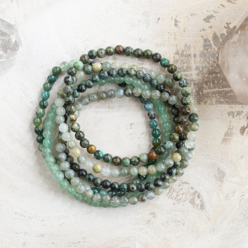 Natural Stone Bracelet Set/6 | Verde