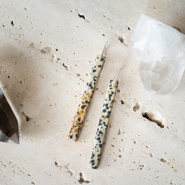 Natural Stone Earrings | Dalmatian Jasper on Sterling Silver Hooks