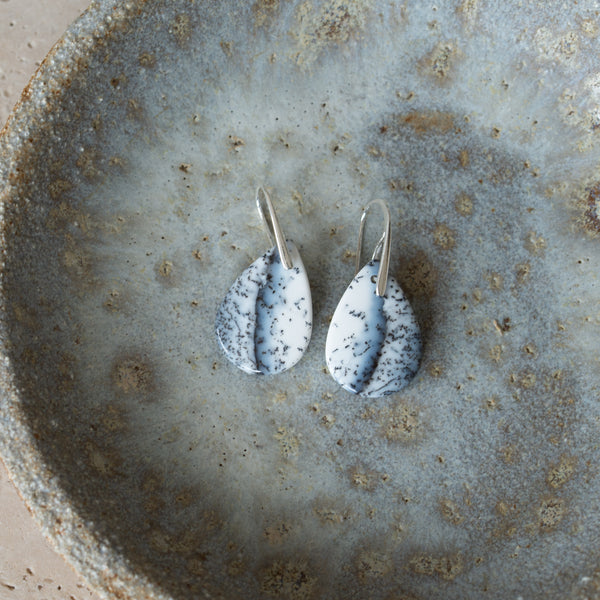 Natural Stone Earrings | Dendritic Agate [A]