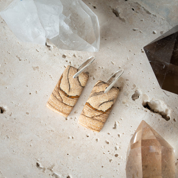 Natural Stone Earrings | Picture Jasper [A]