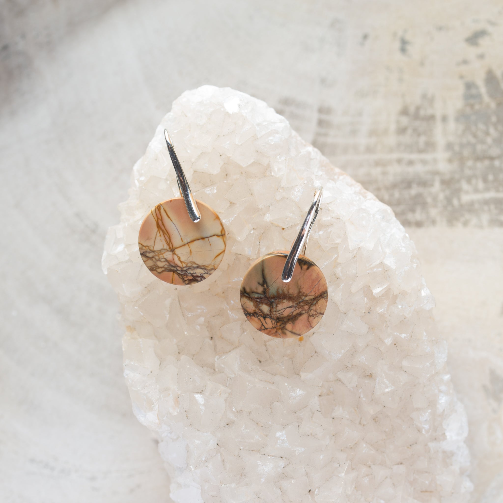 Natural Stone Earrings | Picasso Jasper Circles [Design B]