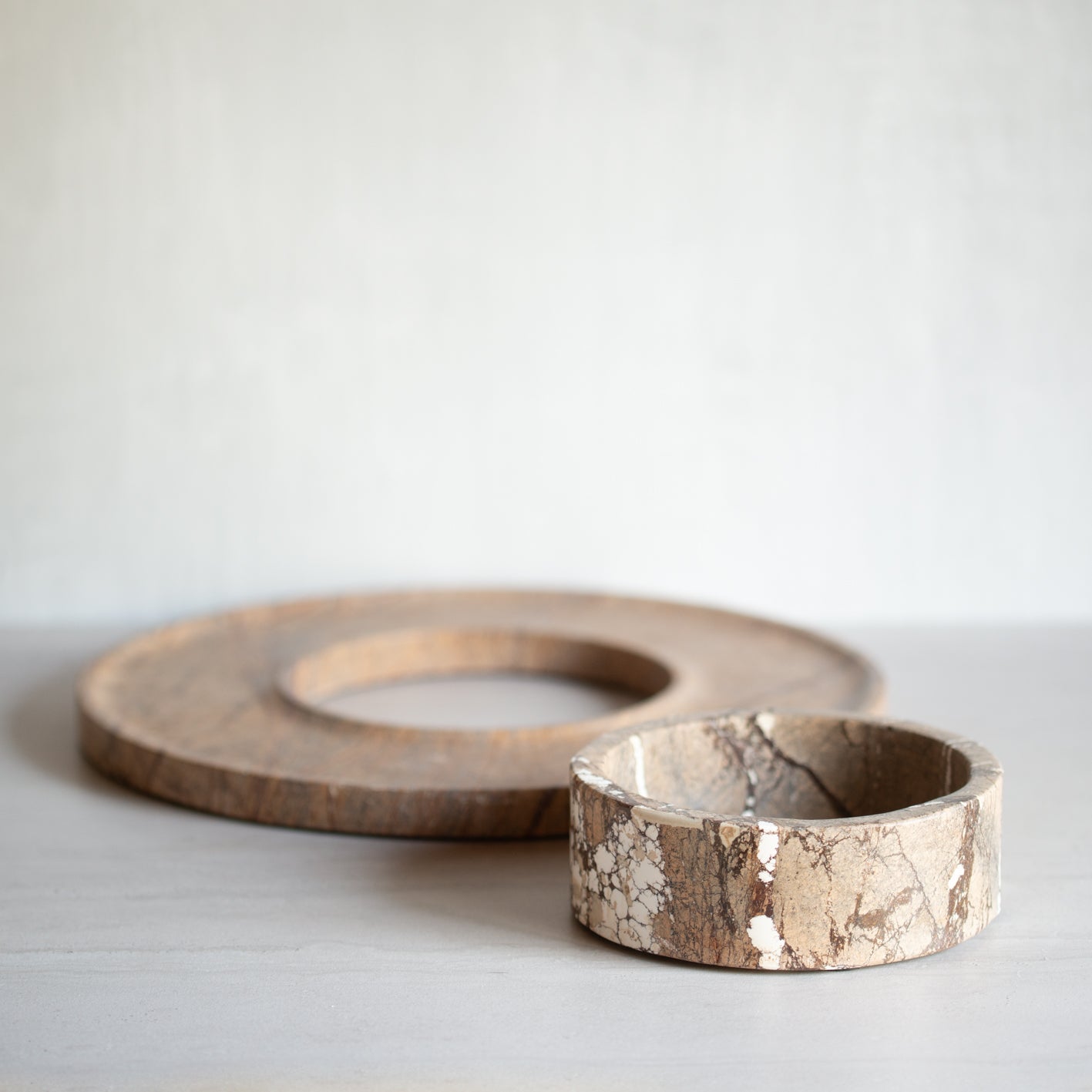 Orbit Brown Forest Marble Serving Bowl + Platter