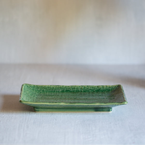 Japanese Ceramics | Oribe Sushi Plate | Green