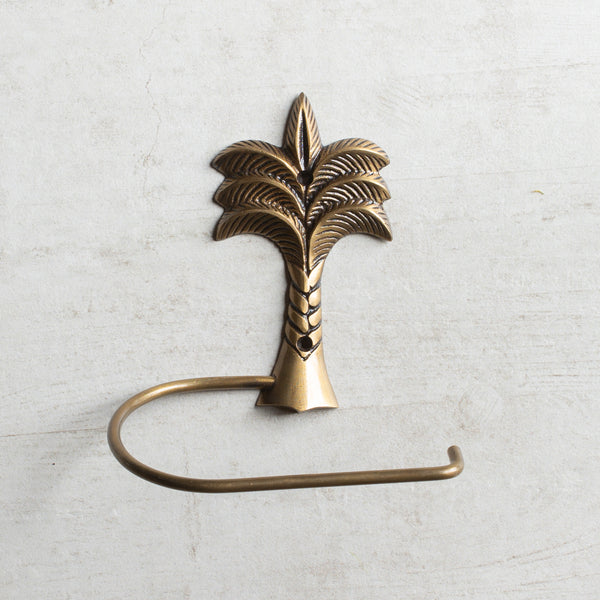 Brass Palm Tree Toilet Roll Holder | Antique Finish