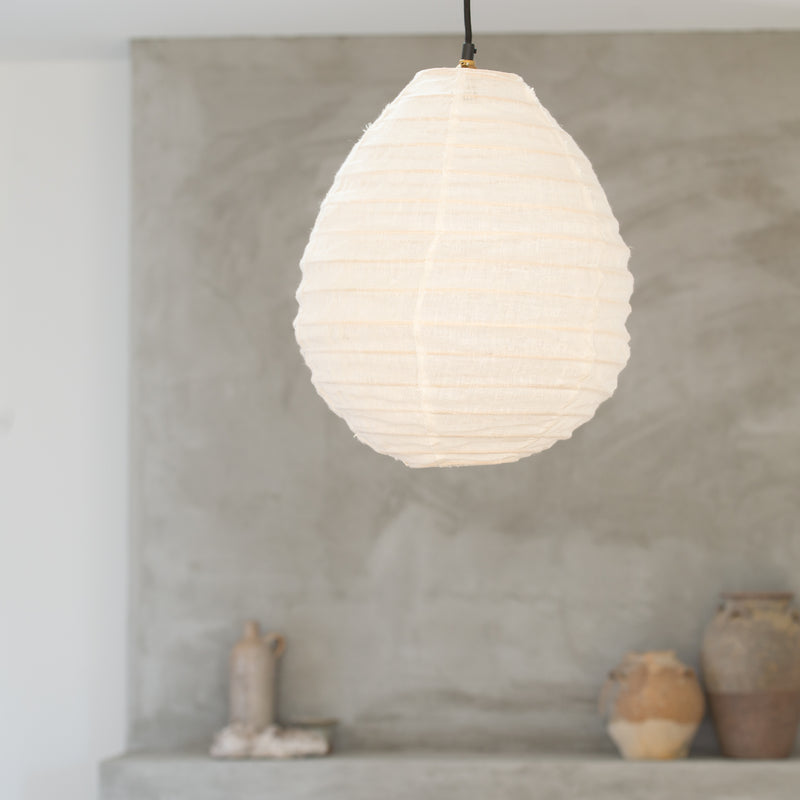 Linen Light Shade | Pear - 35cm dia. | White