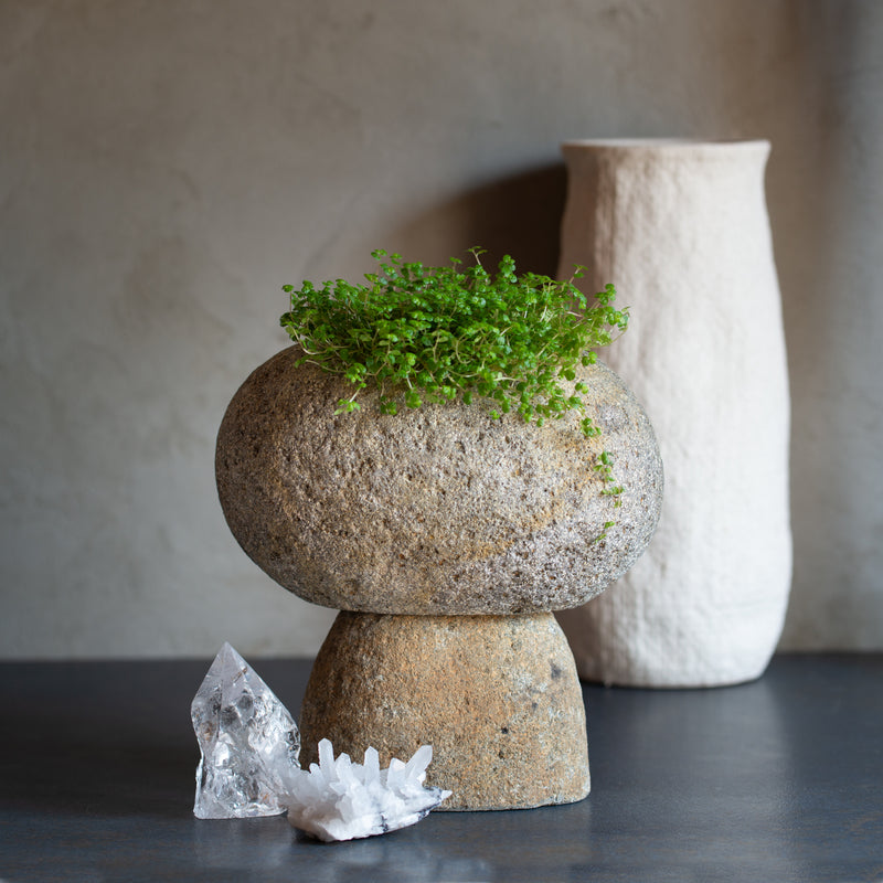 Natural Stone Pedestal Planter Pot