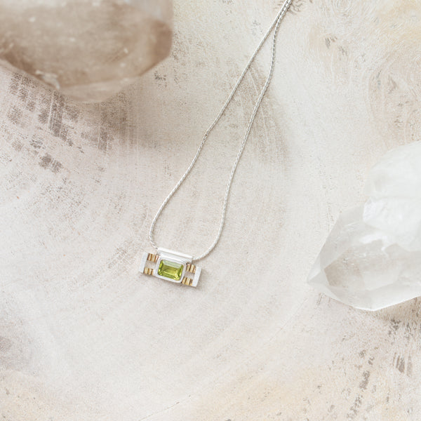 vS Necklace | Peridot Pendant | Solid Sterling Silver