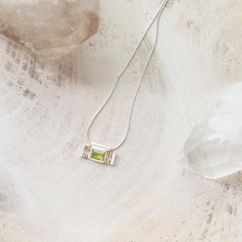 vS Necklace | Peridot Pendant | Solid Sterling Silver