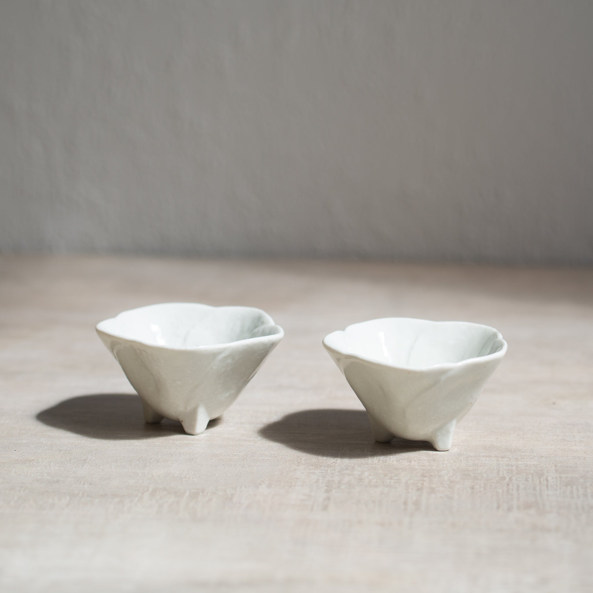 Japanese Ceramics | Petal Footed Dish | Milk White | Set/2