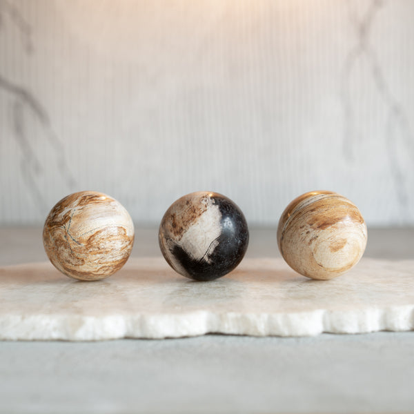 Petrified Wood Balls | Set of Three 'G' [6cm]