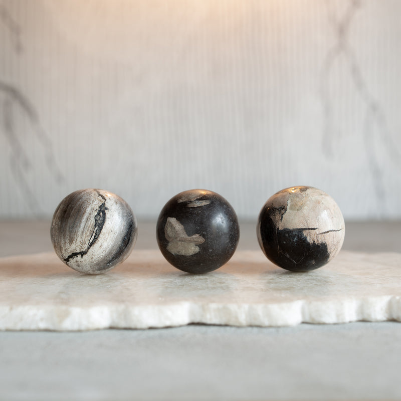 Petrified Wood Balls | Set of Three 'J' [6cm]