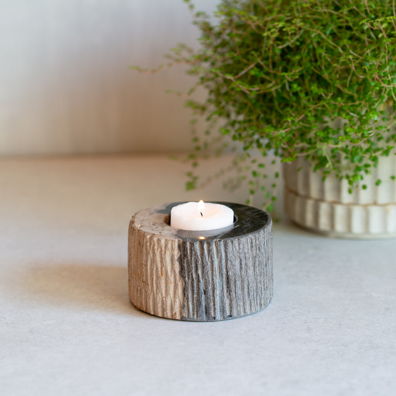 Petrified Wood Votive | Dark