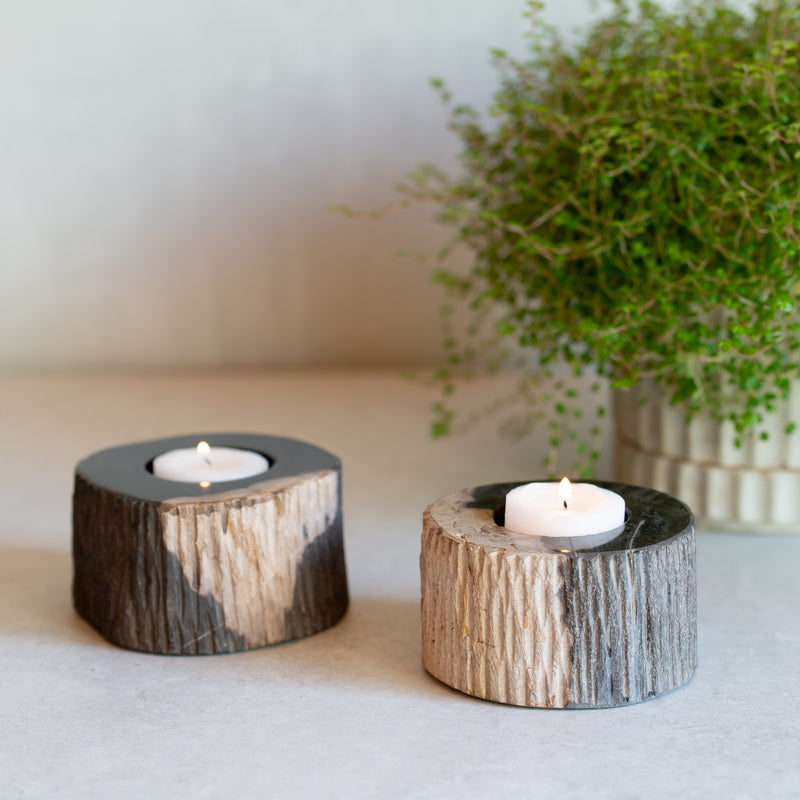 Petrified Wood Votive | Dark